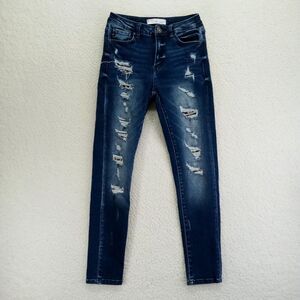 KanCan Jeans‎ Womens 3/25 Distressed Stretch Dark Denim Cotton Blend